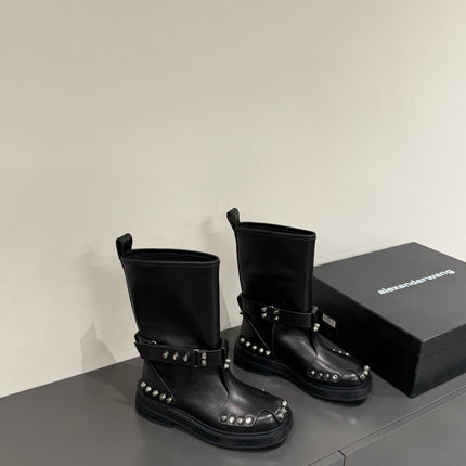 DIXON BUCKLE BOOT IN BLACK CALFSKIN
