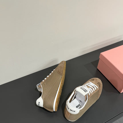 RETRO SNEAKERS IN COFFEE BROWN MESH AND SUEDE