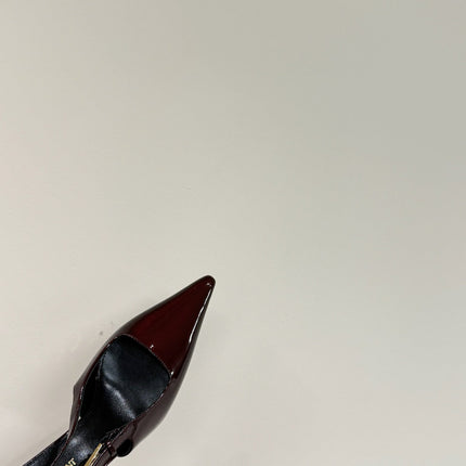 LEE SLINGBACK MID PUMPS IN WINE RED SHINY CALFSKIN