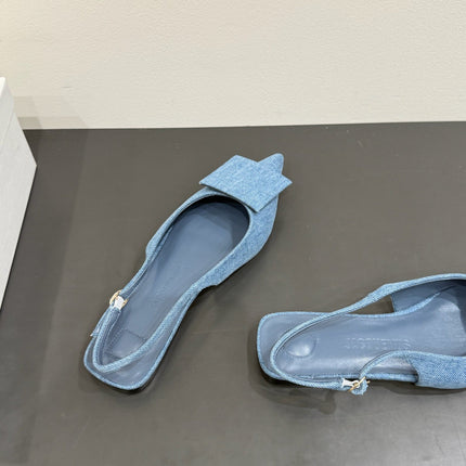 JACQUEMUS 26S FLAT SLINGBACKS IN BLUE DENIM