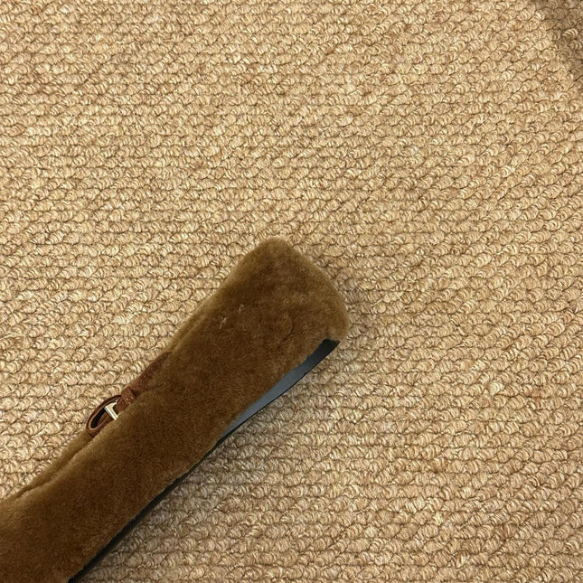 PRADA 26S SHEARLING BALLET FLATS IN BROWN