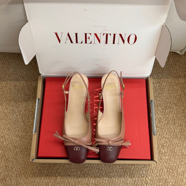 VALENTINO 26S HIGH HEEL SLINGBACKS IN BROWN CALFSKIN