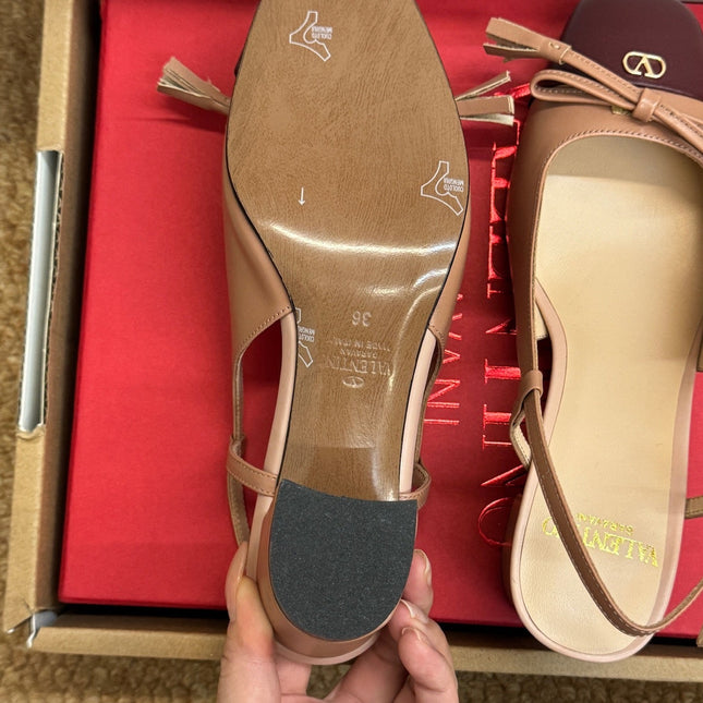 VALENTINO 26S HIGH HEEL SLINGBACKS IN BROWN CALFSKIN