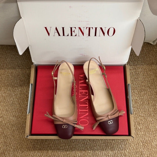 VALENTINO 26S HIGH HEEL SLINGBACKS IN BROWN CALFSKIN
