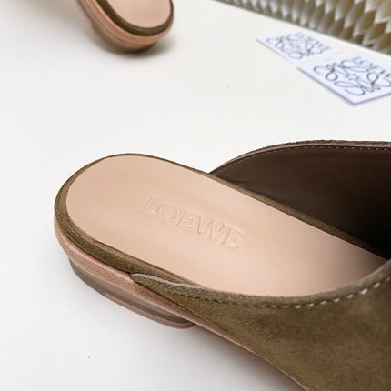 LOEWE 26S FLAT MULES IN SNAKESKIN-EMBOSSED CALFSKIN AND BROWN SUEDE