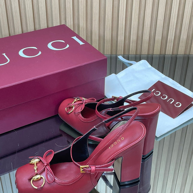 GG HORSEBIT HIGH HEEL 95MM IN BURGUNDY RED CALFSKIN