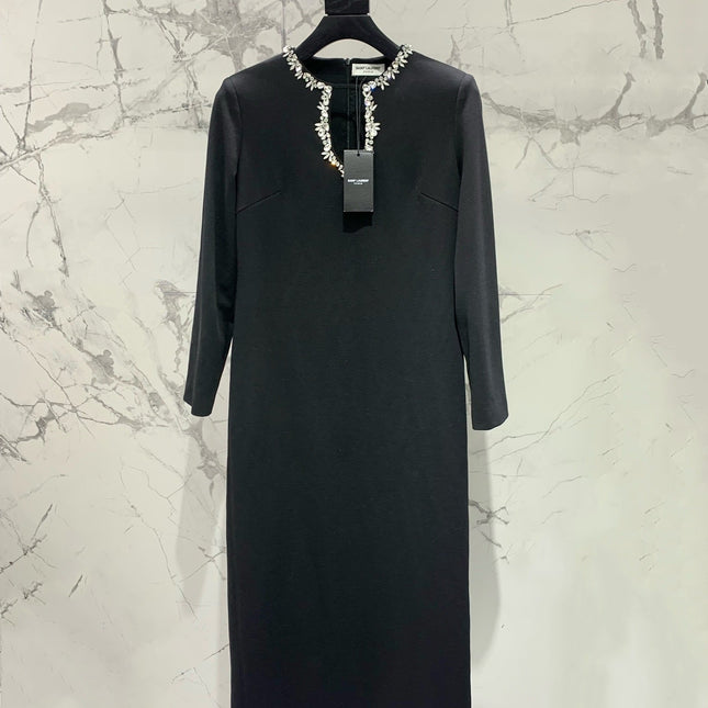 YSL 25S DIAMOND-EMBELLISHED LONG DRESS STYLE 186