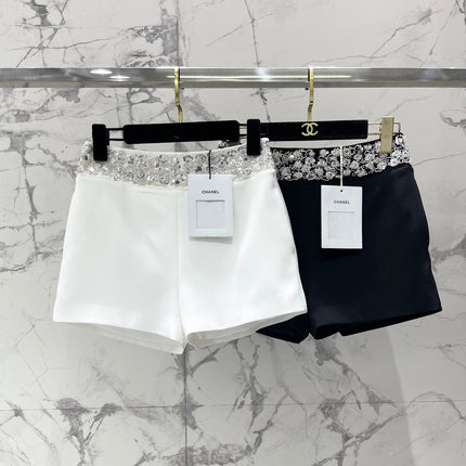 CHANEL 26S BEADED BODYCON SHORTS STYLE 1114