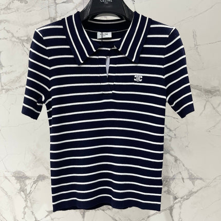 CELINE 26S STRIPED SHORT-SLEEVE POLO SHIRT 489