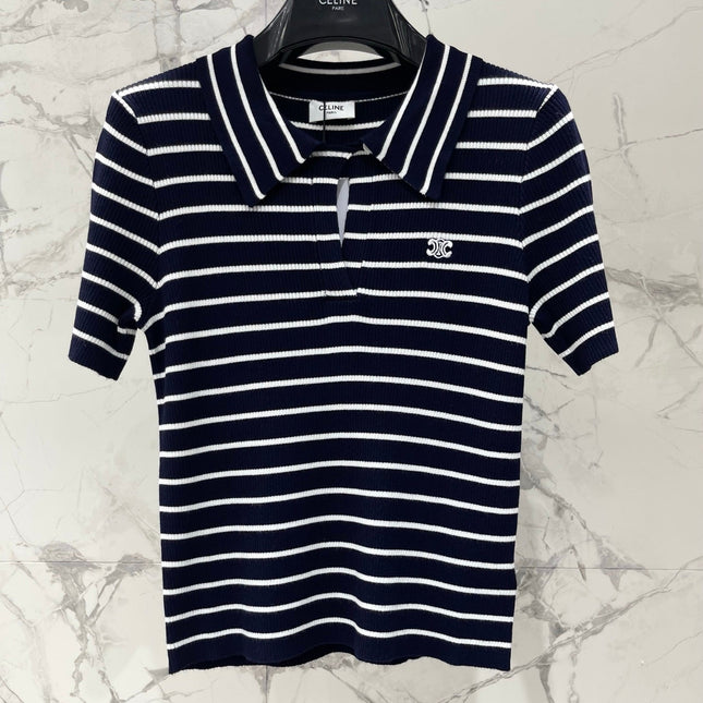 CELINE 26S STRIPED SHORT-SLEEVE POLO SHIRT 489