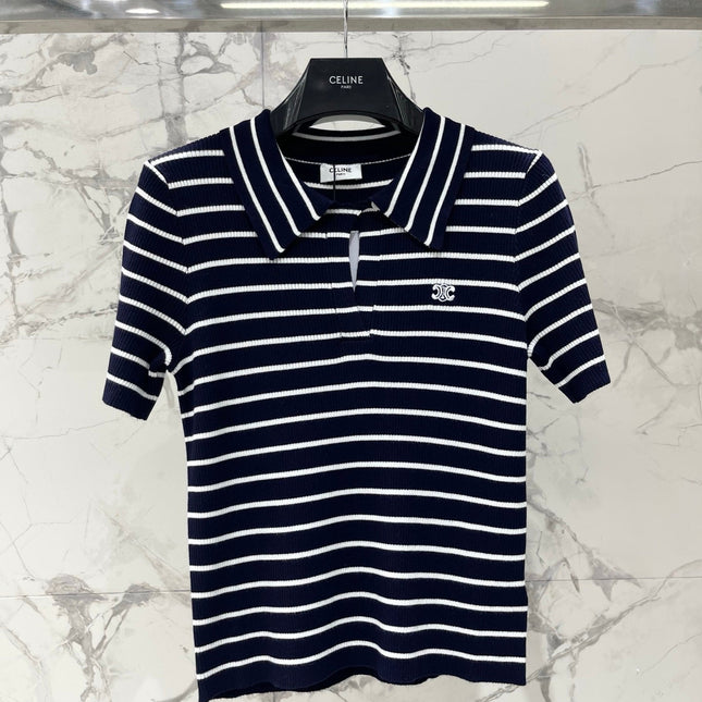 CELINE 26S STRIPED SHORT-SLEEVE POLO SHIRT 489