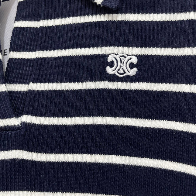 CELINE 26S STRIPED SHORT-SLEEVE POLO SHIRT 489