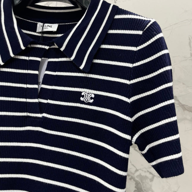 CELINE 26S STRIPED SHORT-SLEEVE POLO SHIRT 489
