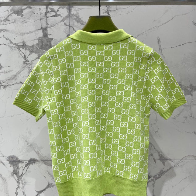 GUCCI 26S SHORT-SLEEVE KNIT POLO SHIRT 471