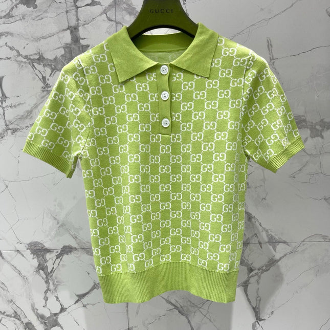 GUCCI 26S SHORT-SLEEVE KNIT POLO SHIRT 471