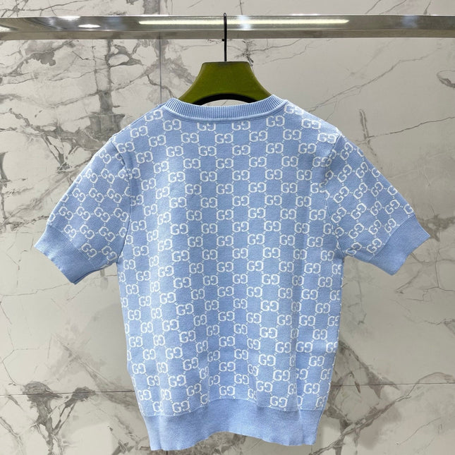 GUCCI 26S SHORT-SLEEVE CREWNECK KNIT T-SHIRT 470
