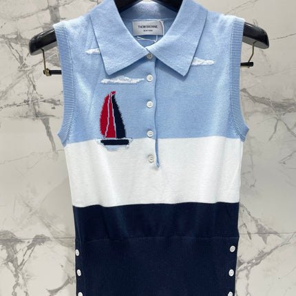 THOM 26S SLEEVELESS POLO KNIT TOP STYLE 219