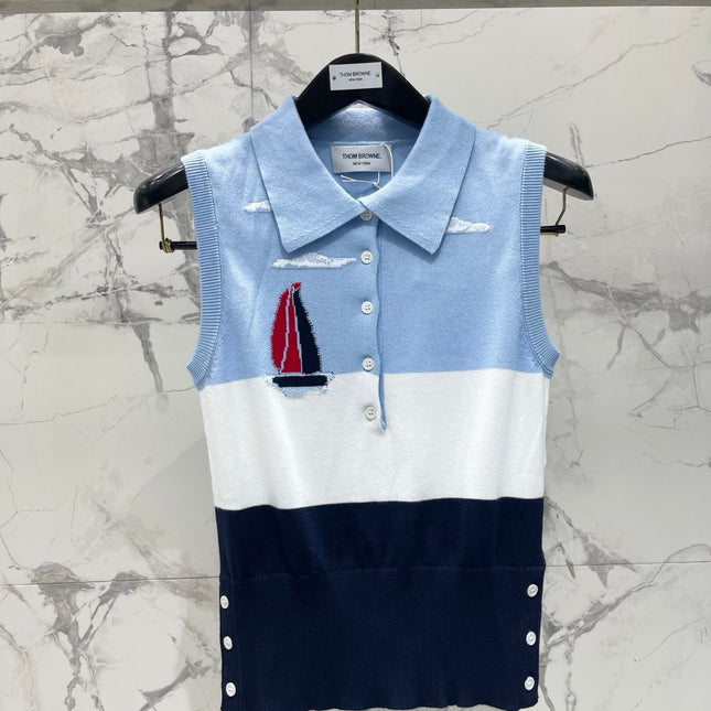 THOM 26S SLEEVELESS POLO KNIT TOP STYLE 219