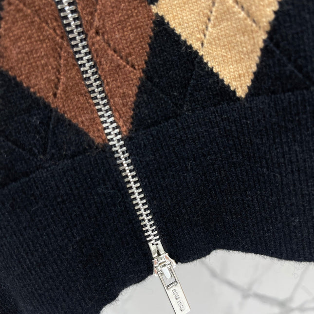 MIUMIU 26S ZIP-UP KNIT CARDIGAN 1280