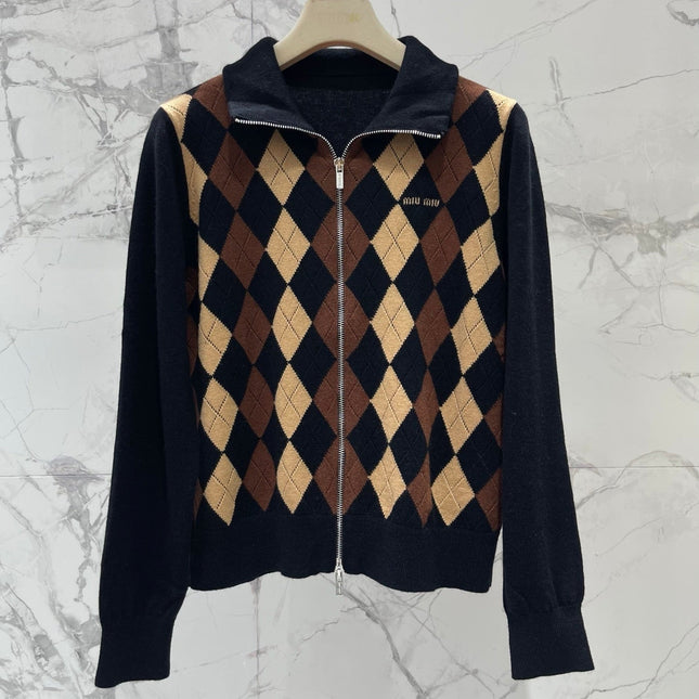 MIUMIU 26S ZIP-UP KNIT CARDIGAN 1280