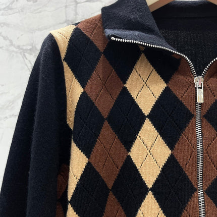 MIUMIU 26S ZIP-UP KNIT CARDIGAN 1280