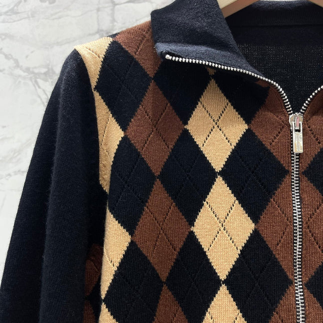 MIUMIU 26S ZIP-UP KNIT CARDIGAN 1280