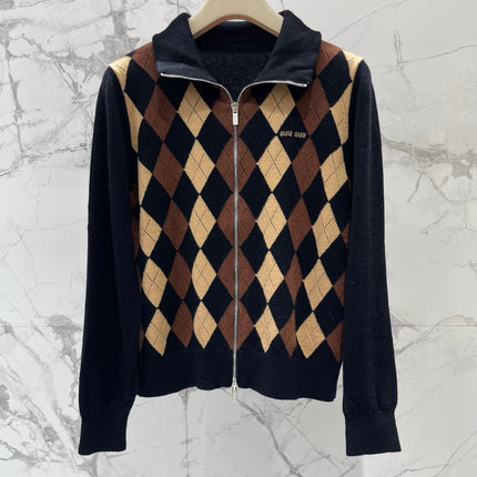 MIUMIU 26S ZIP-UP KNIT CARDIGAN 1280