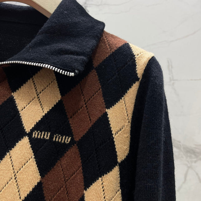 MIUMIU 26S ZIP-UP KNIT CARDIGAN 1280