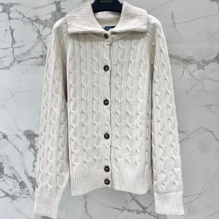 RALPH LAUREN 26S COLLARED CABLE-KNIT CARDIGAN 718