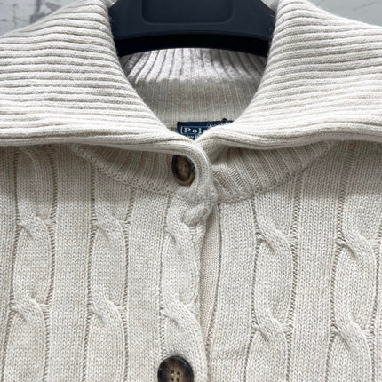 RALPH LAUREN 26S COLLARED CABLE-KNIT CARDIGAN 718