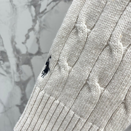 RALPH LAUREN 26S COLLARED CABLE-KNIT CARDIGAN 718