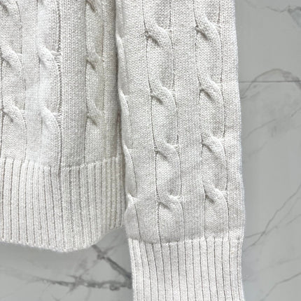 RALPH LAUREN 26S COLLARED CABLE-KNIT CARDIGAN 718