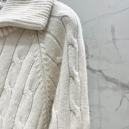 RALPH LAUREN 26S COLLARED CABLE-KNIT CARDIGAN 718