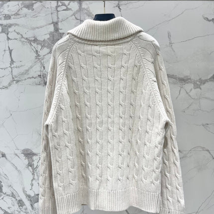 RALPH LAUREN 26S COLLARED CABLE-KNIT CARDIGAN 718