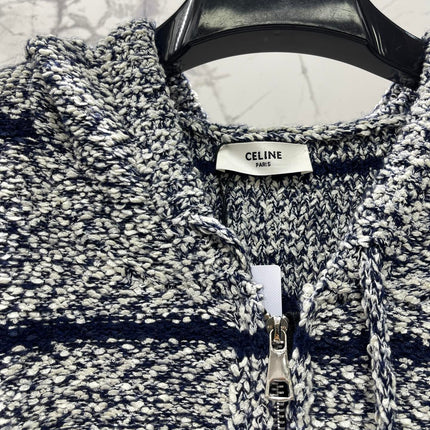 CELINE 26S FRAYED STRIPED KNIT HOODIE 639