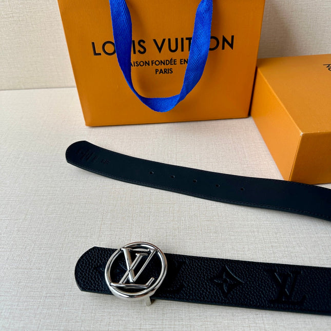 LV 25S BELT 40 MM IN BLACK CALFSKIN WITH SILVER HARDWARE 593263