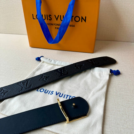 LV 25S BELT 40 MM IN BLACK CALFSKIN WITH GOLD HARDWARE 593265