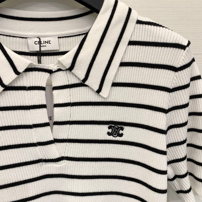CELINE 26S STRIPED SHORT-SLEEVE POLO SHIRT 488