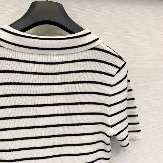 CELINE 26S STRIPED SHORT-SLEEVE POLO SHIRT 488