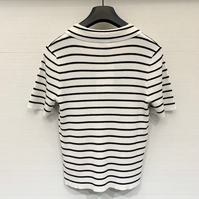 CELINE 26S STRIPED SHORT-SLEEVE POLO SHIRT 488