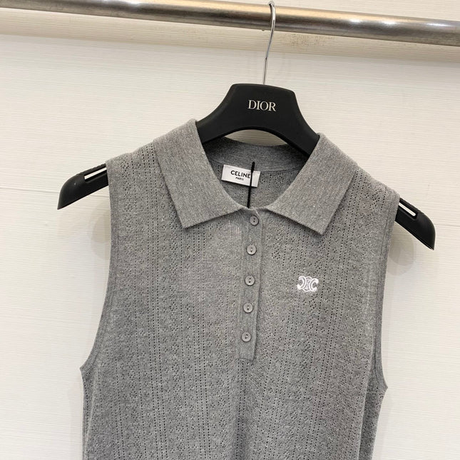 CELINE 26S SLEEVELESS POLO SHIRT 474
