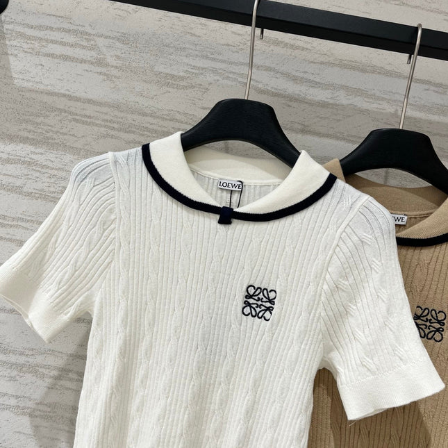 LOEWE 26S CABLE-KNIT LOGO SWEATER TOP 534