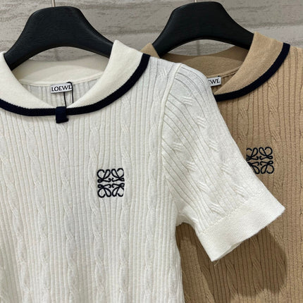 LOEWE 26S CABLE-KNIT LOGO SWEATER TOP 534