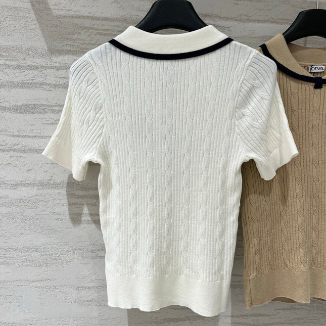 LOEWE 26S CABLE-KNIT LOGO SWEATER TOP 534