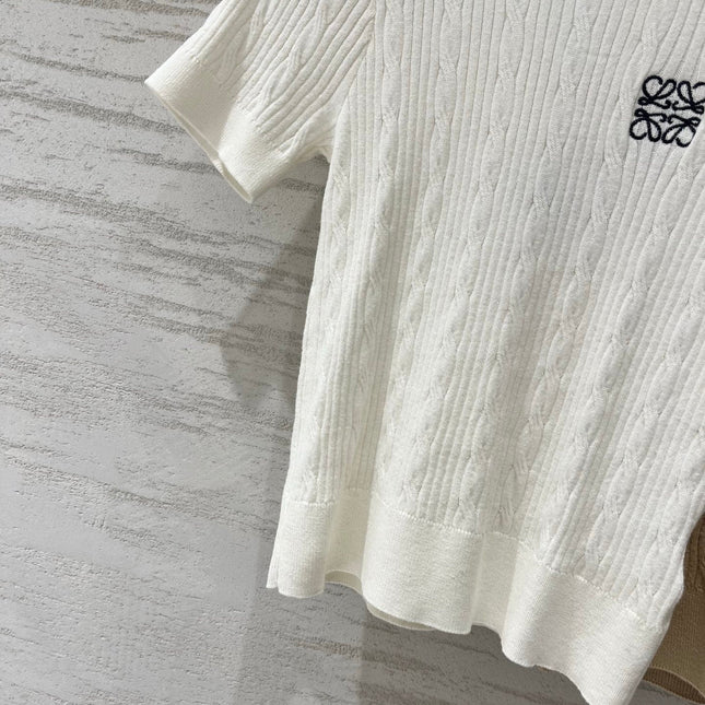 LOEWE 26S CABLE-KNIT LOGO SWEATER TOP 534