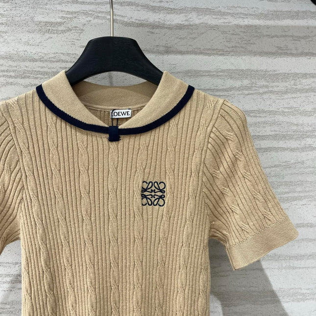 LOEWE 26S CABLE-KNIT LOGO SWEATER TOP 533