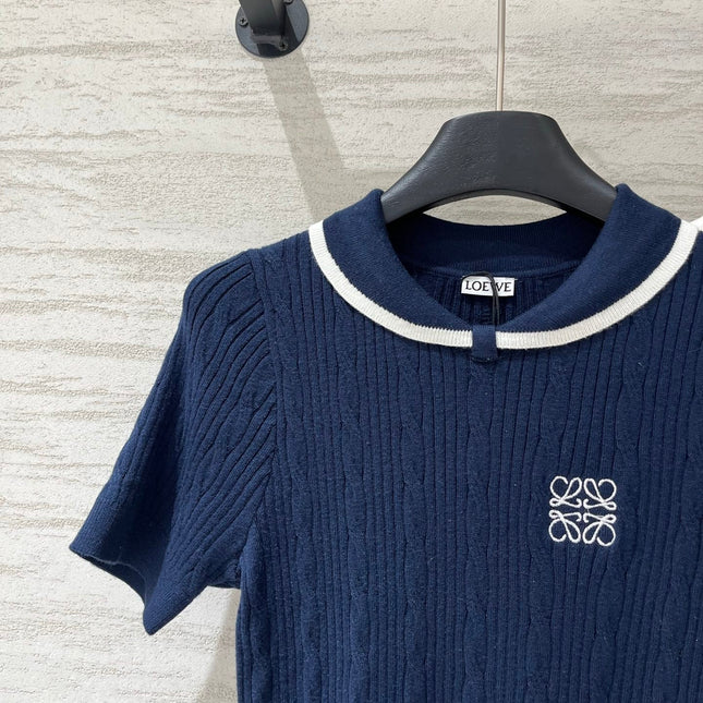 LOEWE 26S CABLE-KNIT LOGO SWEATER TOP 532