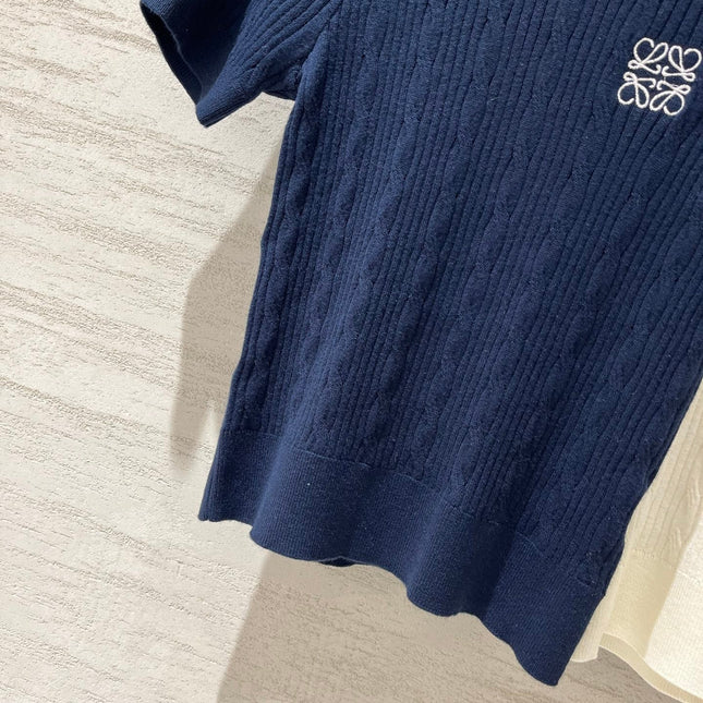 LOEWE 26S CABLE-KNIT LOGO SWEATER TOP 532