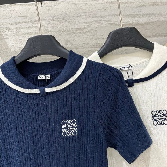LOEWE 26S CABLE-KNIT LOGO SWEATER TOP 532