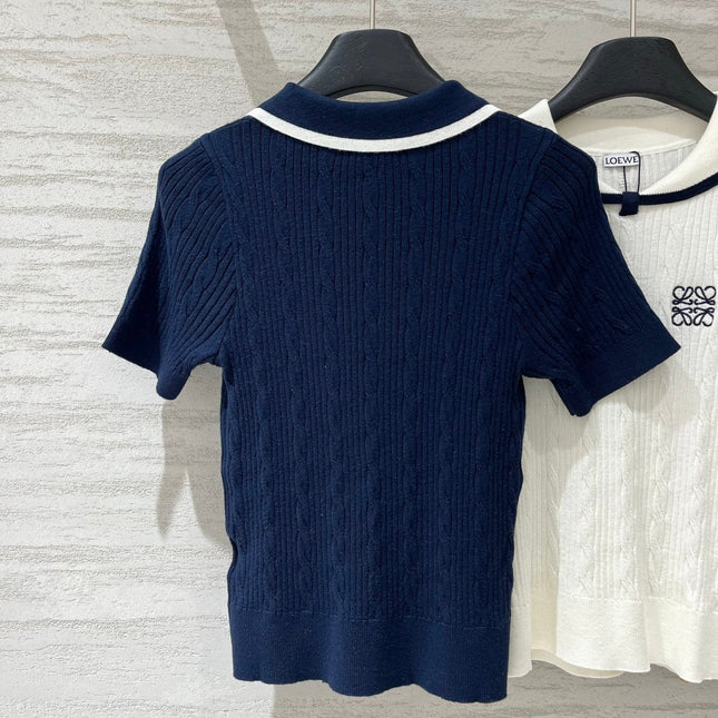 LOEWE 26S CABLE-KNIT LOGO SWEATER TOP 532